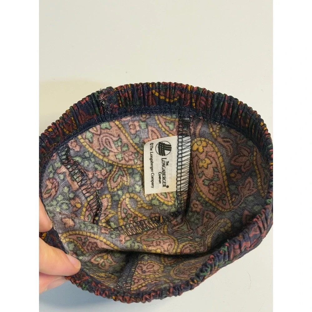 VTG Longaberger Basket Liner Navy Blue Paisley Floral Fabric Cover Accessory NEW